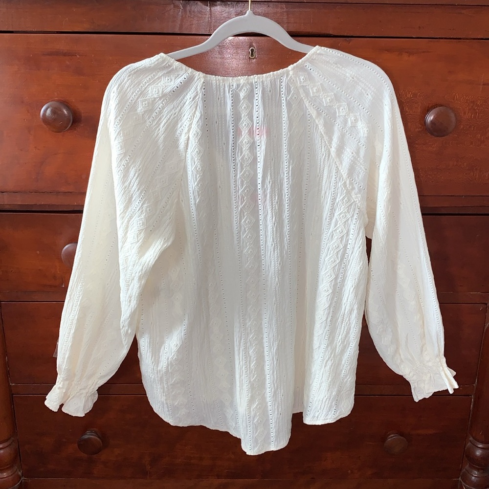 Frye "Salt Breeze " Creamy Pale Yellow Blouse with Textured Design - Picture 4 of 5